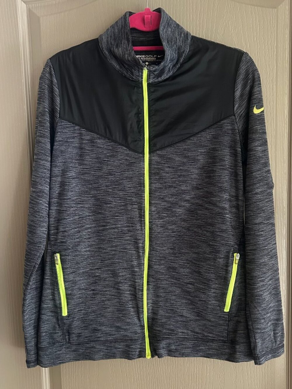 Nike Golf Tour Performance Dri-FIT Full Zip Jacket Size L Gray Volt Neon Women's